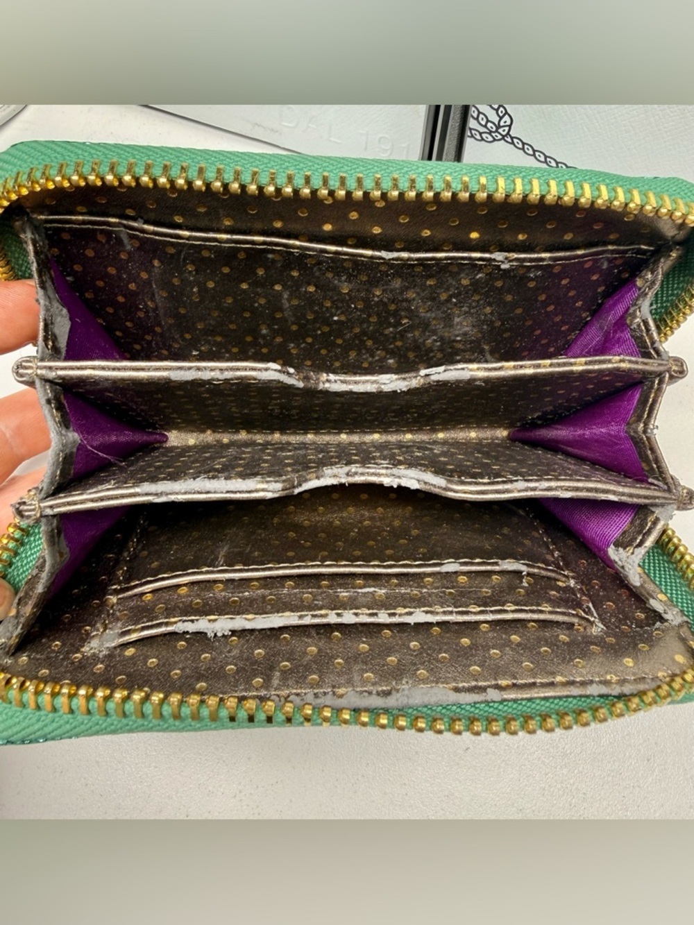 Mint Green Glitter Stud Zip Wallet - Picture 7 of 9